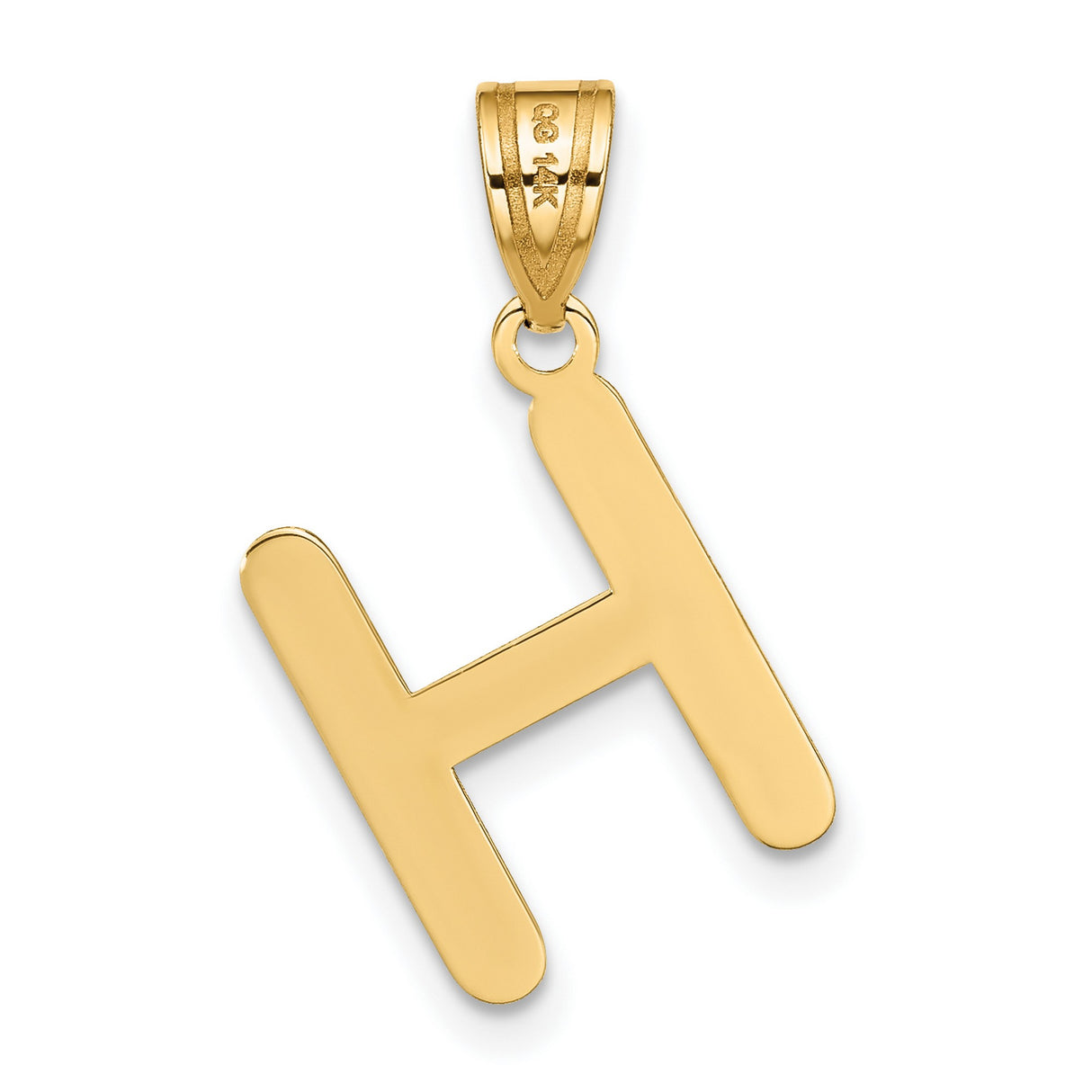 14k Yellow Gold H Pendant Charm, Sleek Polished Letter Design, Modern Minimalist Jewelry