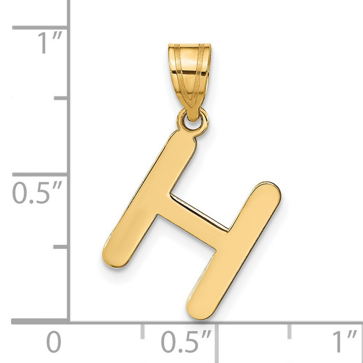 14k Yellow Gold H Pendant Charm, Sleek Polished Letter Design, Modern Minimalist Jewelry