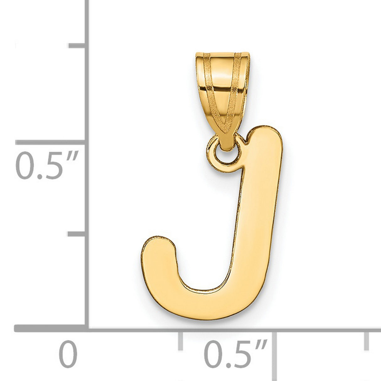 14k Yellow Gold Initial J Pendant Charm, Polished Letter Design for Women or Unisex Wear