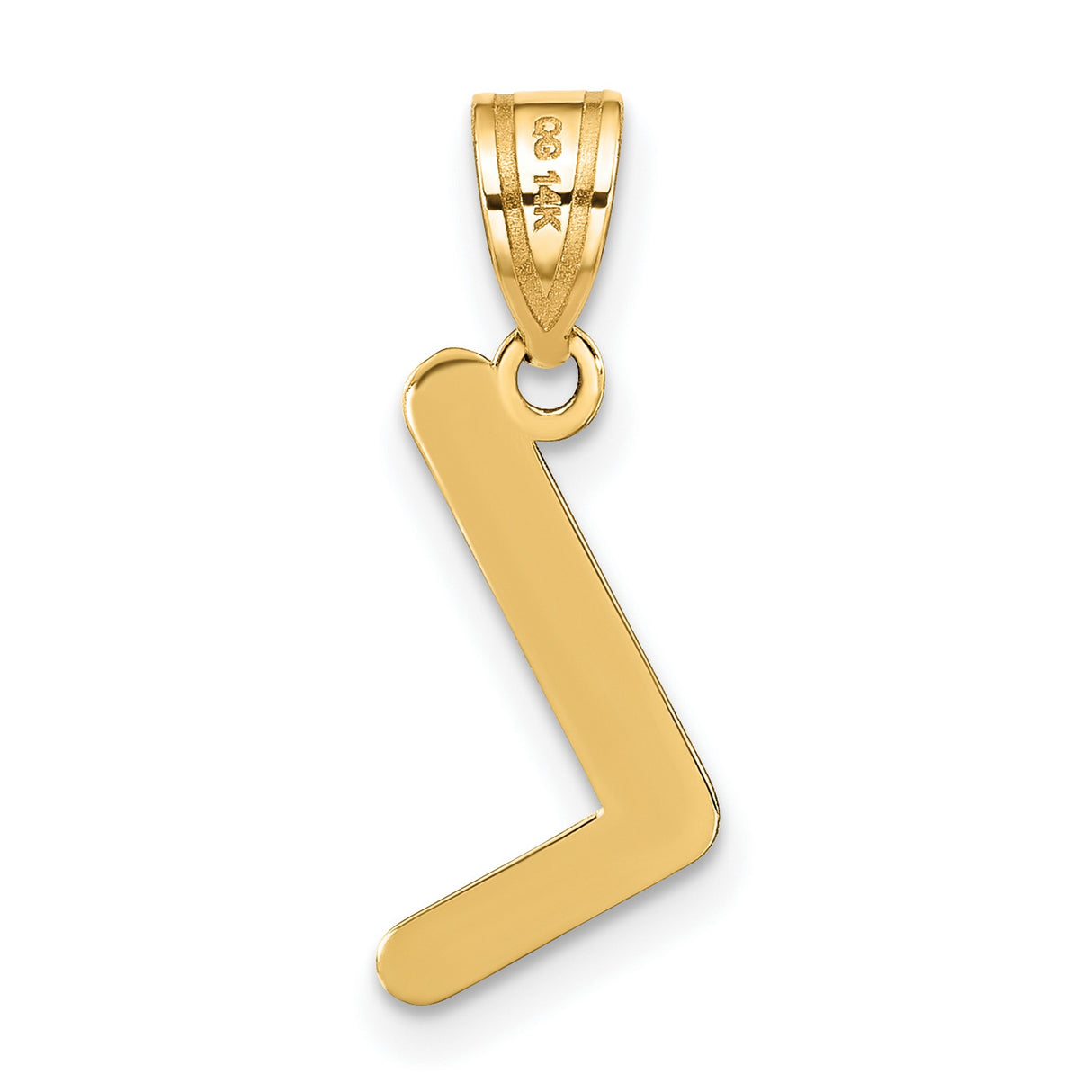 14k Yellow Gold Letter L Pendant, Polished Initial Charm, Contemporary Design for Women or Unisex