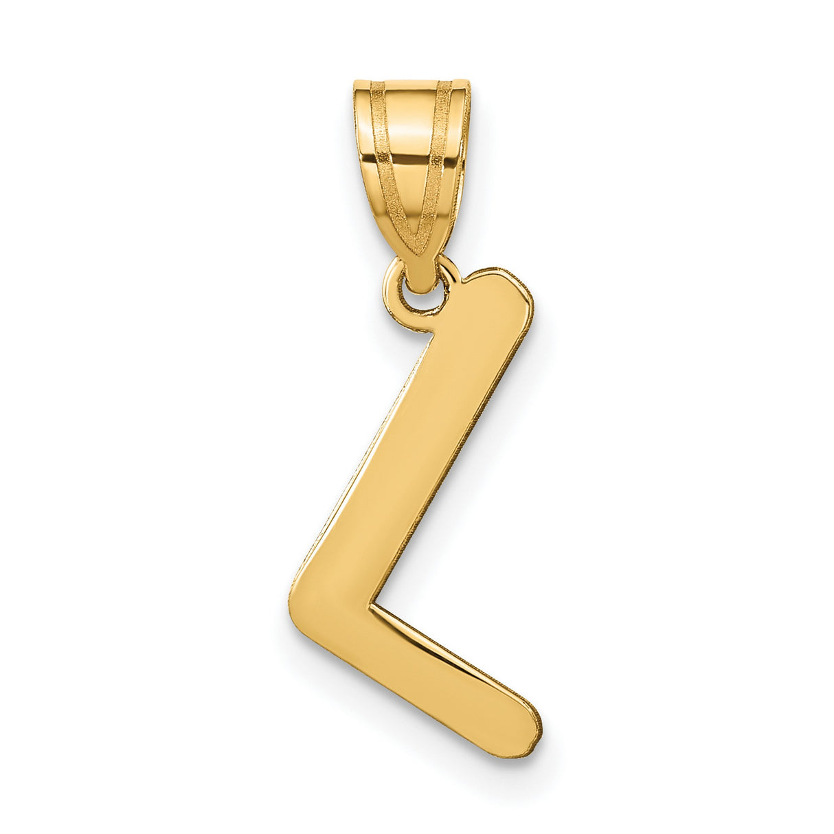 14k Yellow Gold Letter L Pendant, Polished Initial Charm, Contemporary Design for Women or Unisex