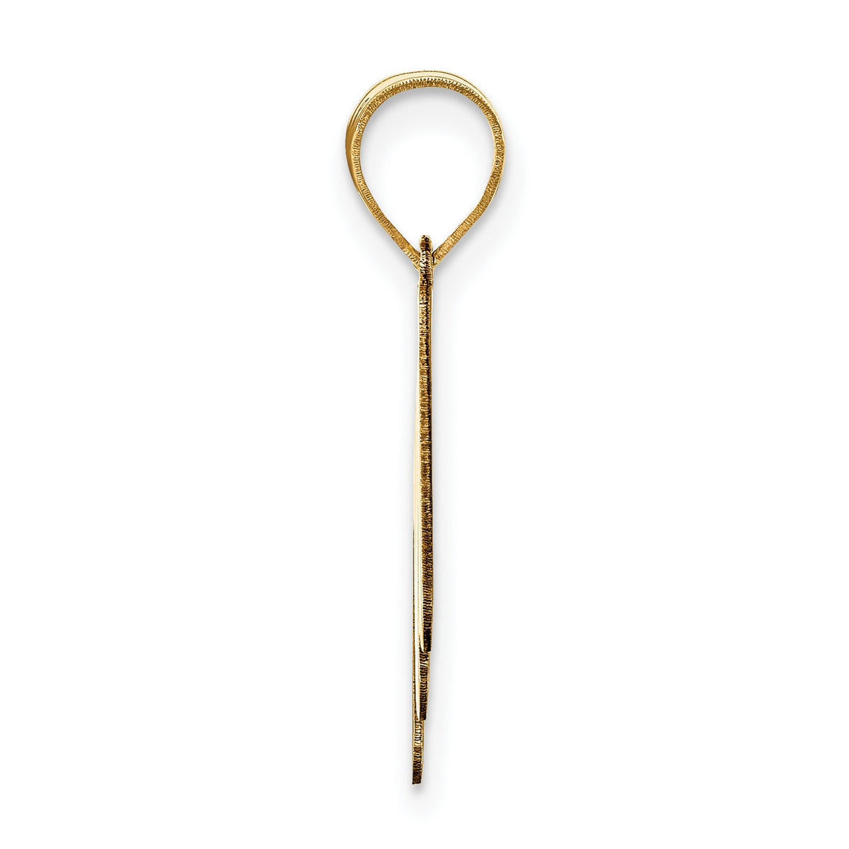 14k Yellow Gold Initial M Pendant Charm, Polished Script Letter Jewelry for Women