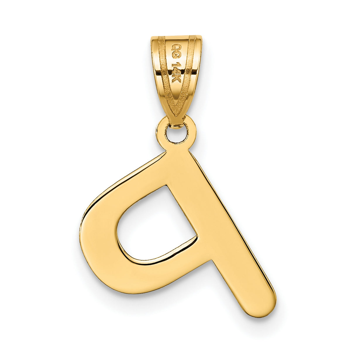 14k Yellow Gold Letter P Pendant Charm, Polished Initial Design for Women or Unisex Wear