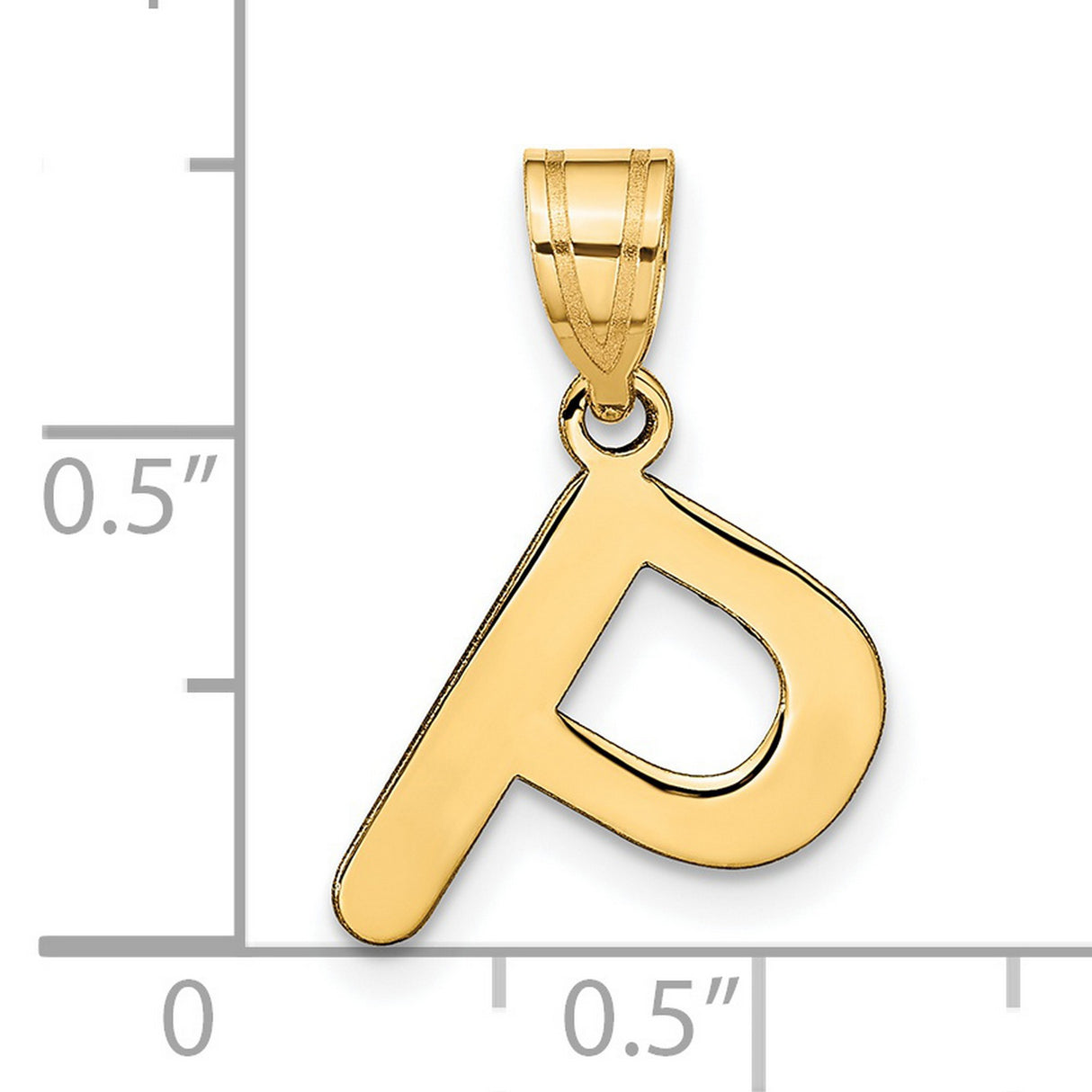 14k Yellow Gold Letter P Pendant Charm, Polished Initial Design for Women or Unisex Wear