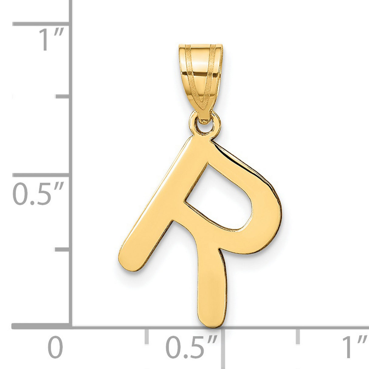 14k Yellow Gold Letter R Pendant, Bold Modern Initial Charm for Women or Unisex Wear