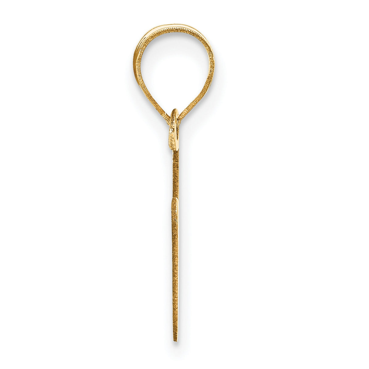 14k Yellow Gold Initial Pendant, Letter V Charm in Polished Block Design