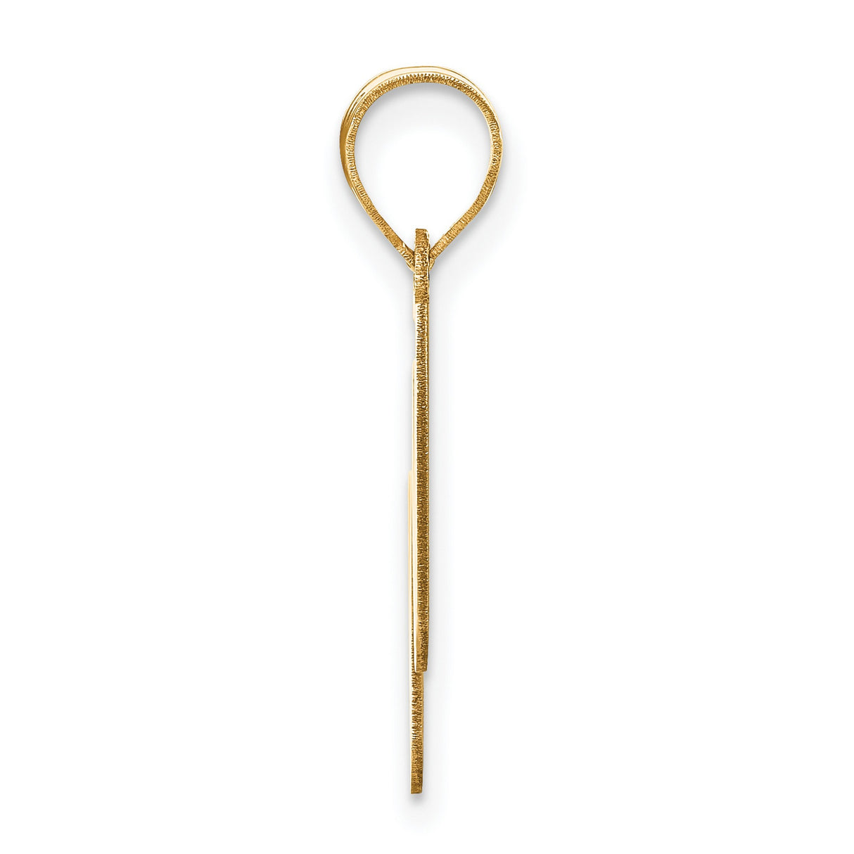 14k Yellow Gold Script W Initial Pendant, Polished Letter Charm for Women or Unisex Wear