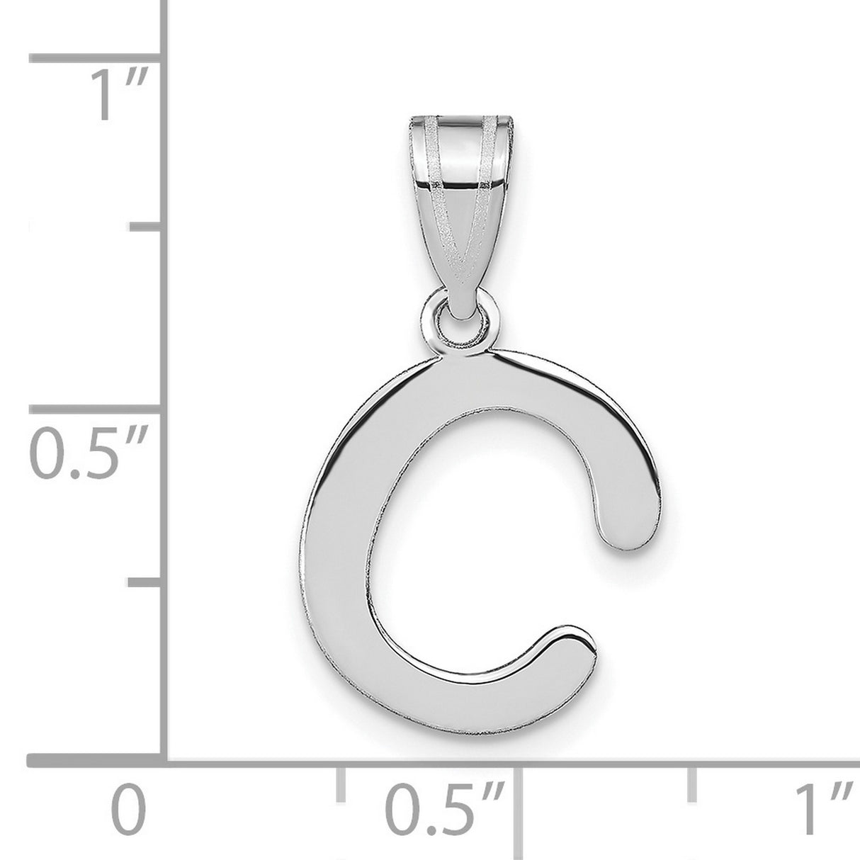 14k White Gold Letter C Pendant, Script Initial Charm in Cursive Monogram Design