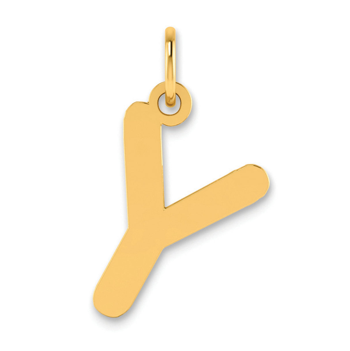 Polished Bubble Letter Y Initial Charm Pendant in Real 14k Yellow Gold