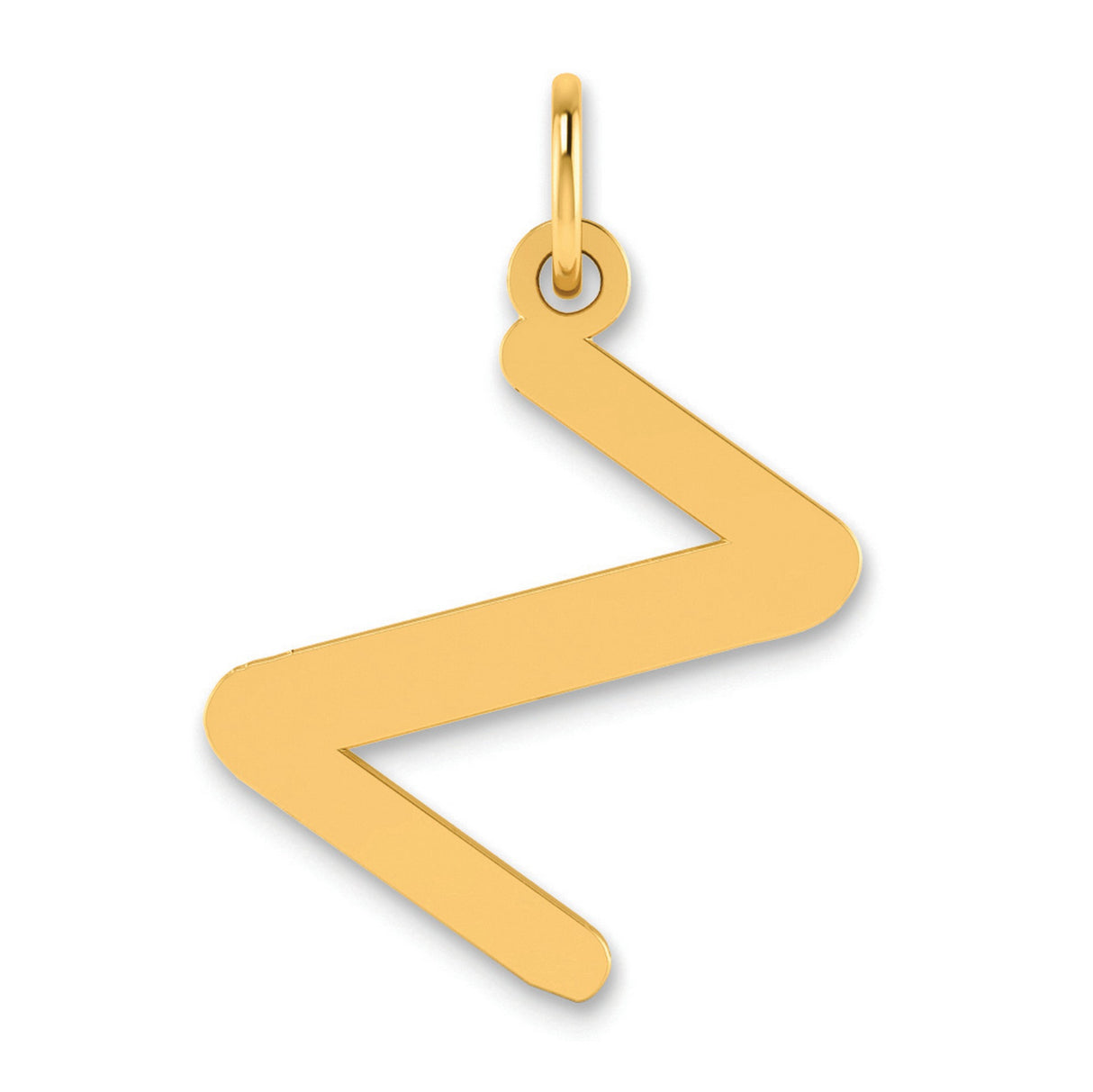 Polished Bubble Letter Z Initial Charm Pendant in Real 14k Yellow Gold
