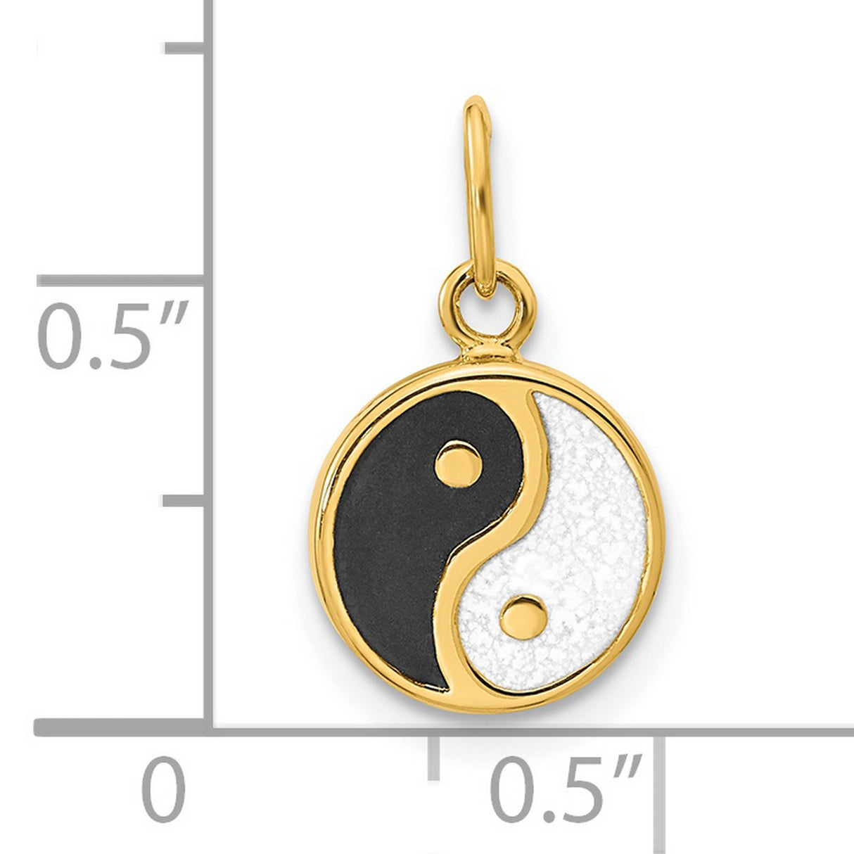 14k Yellow Gold Yin Yang Pendant, Black and White Enamel, Taoist Symbol of Harmony and Balance