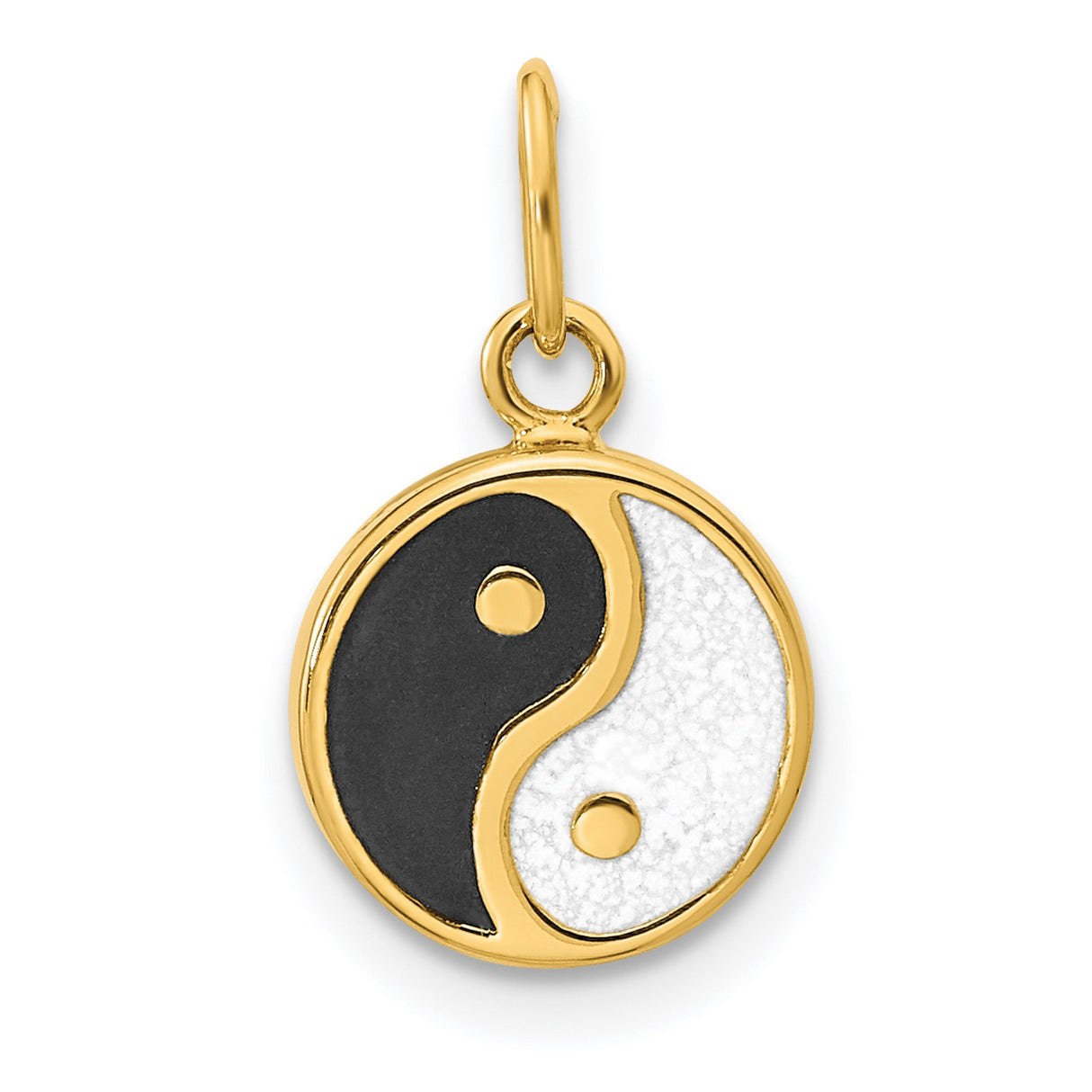 14k Yellow Gold Yin Yang Pendant, Black and White Enamel, Taoist Symbol of Harmony and Balance