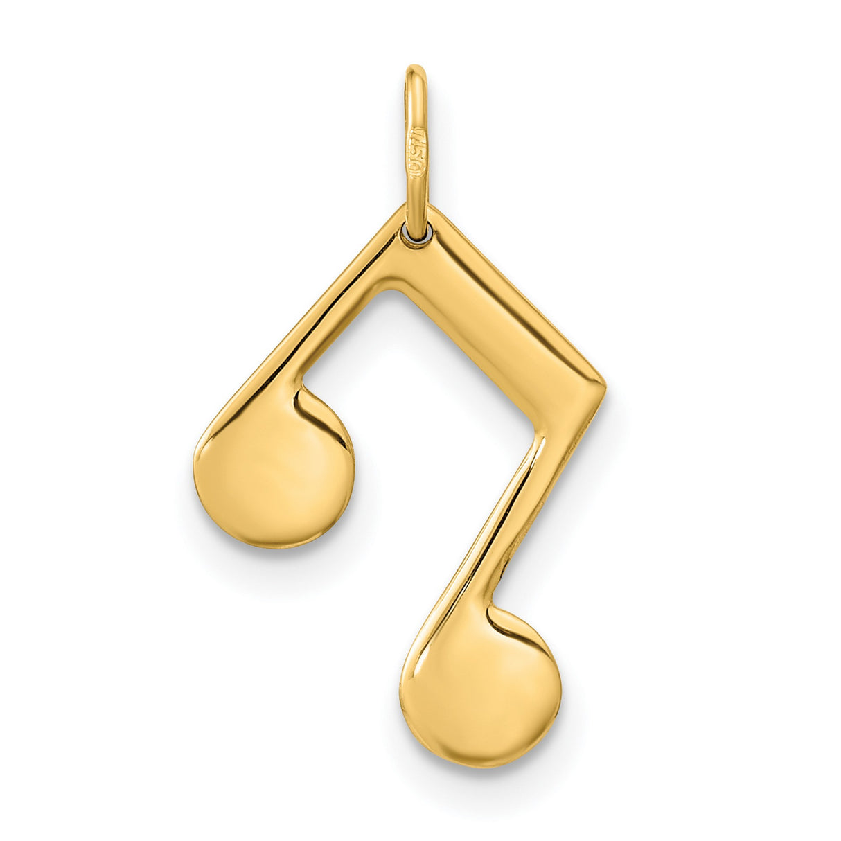14k Yellow Gold Double Eighth Note Pendant, Unisex Musical Symbol Jewelry