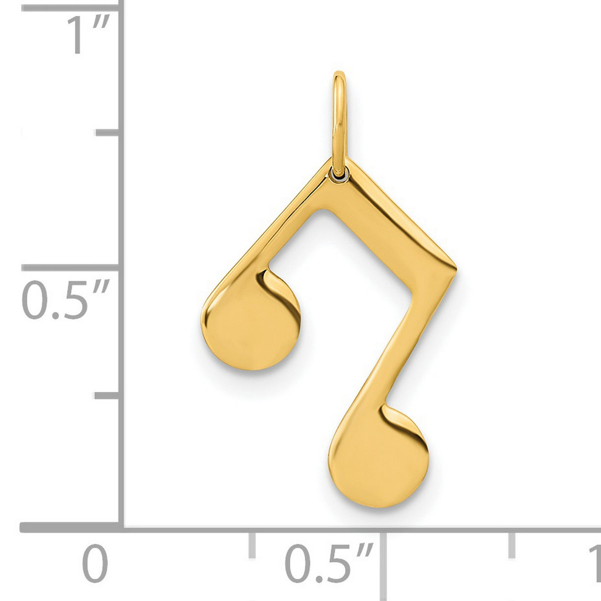 14k Yellow Gold Double Eighth Note Pendant, Unisex Musical Symbol Jewelry