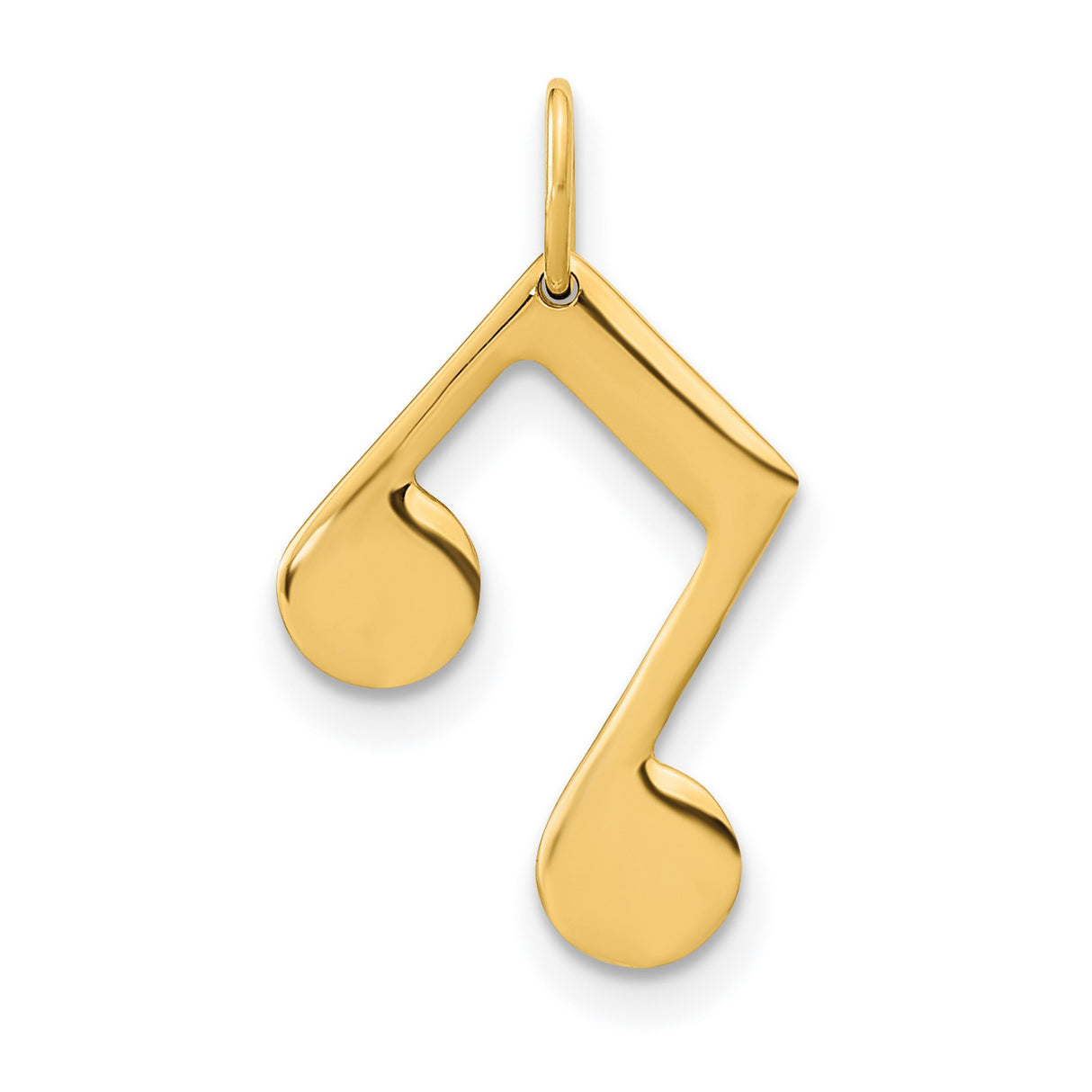 14k Yellow Gold Double Eighth Note Pendant, Unisex Musical Symbol Jewelry