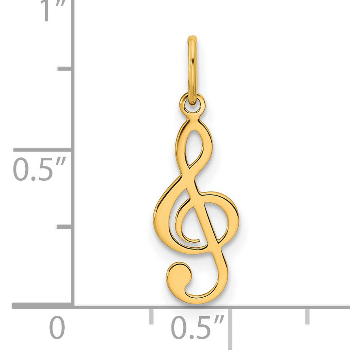 14k Yellow Gold Pendant, Treble Clef Openwork Music Symbol Charm, Unisex Musical Design