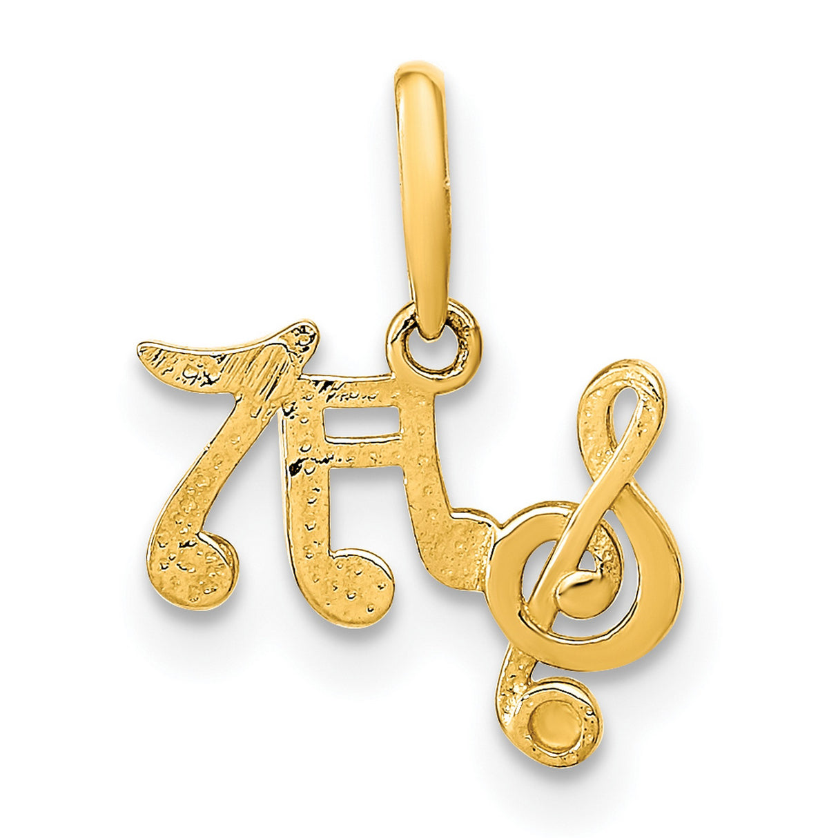 14k Yellow Gold Music Note Pendant with Treble Clef and Eighth Notes, Unisex Charm