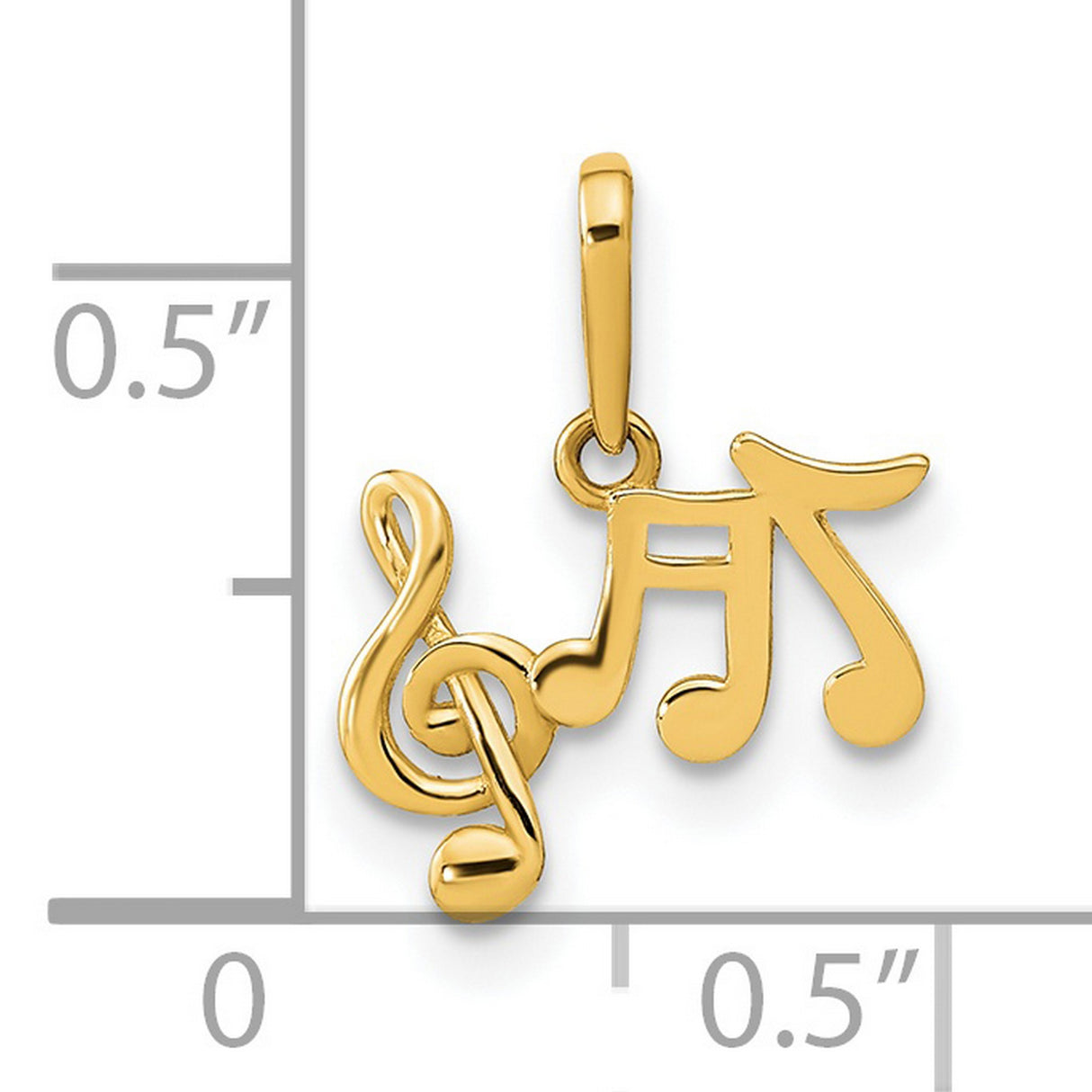 14k Yellow Gold Music Note Pendant with Treble Clef and Eighth Notes, Unisex Charm