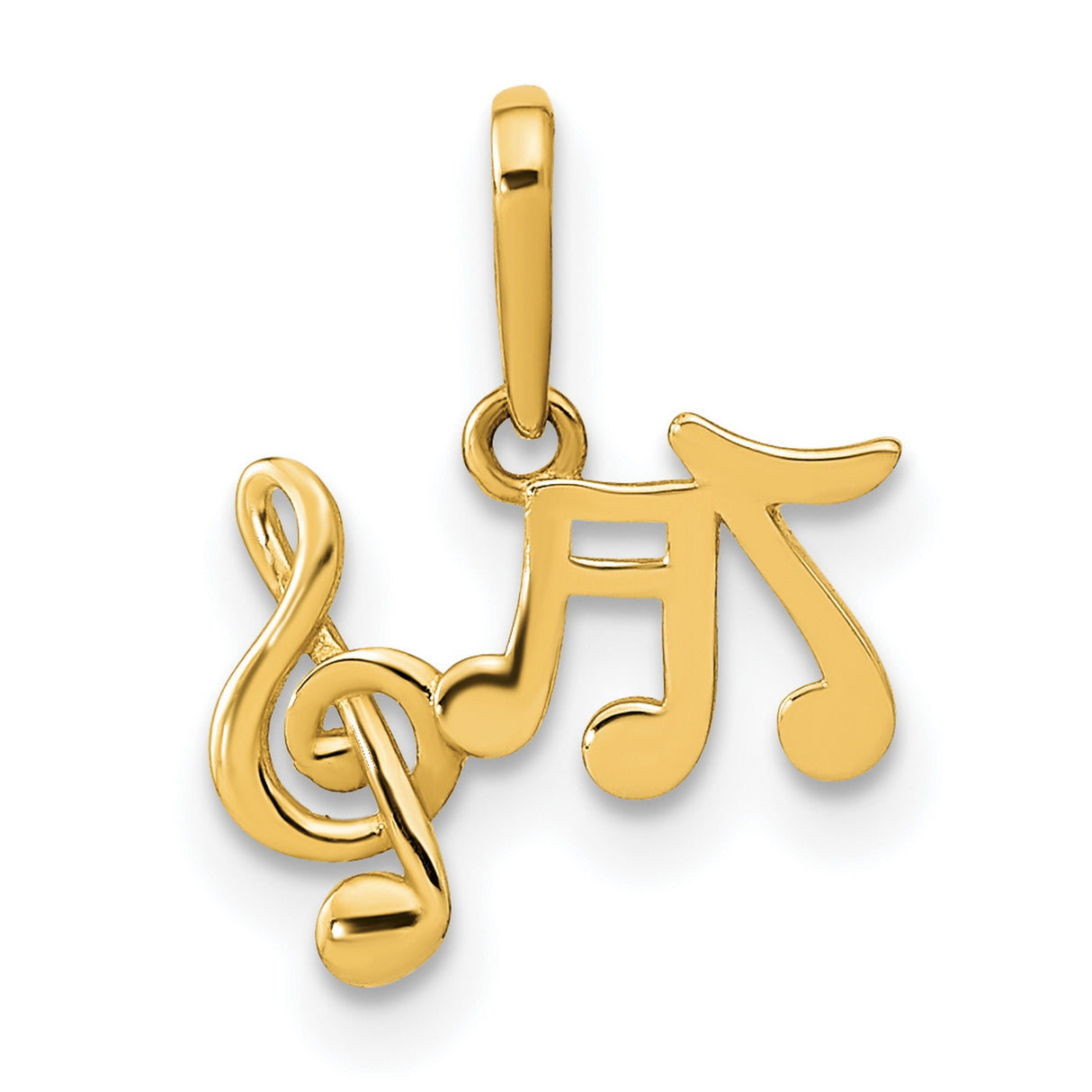 14k Yellow Gold Music Note Pendant with Treble Clef and Eighth Notes, Unisex Charm