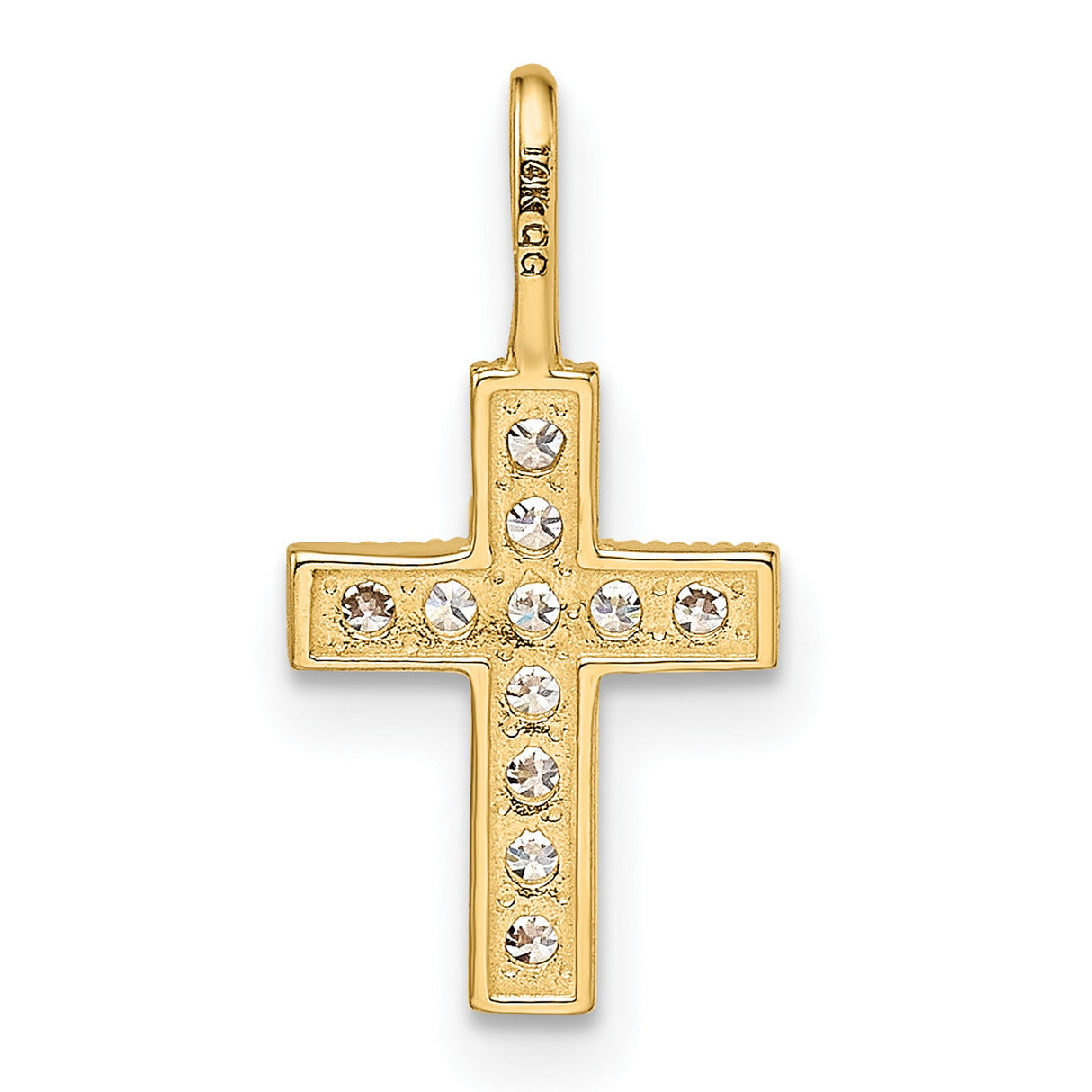 14k Yellow Gold Cross Pendant with Cubic Zirconia, Christian Pavé Charm for Women