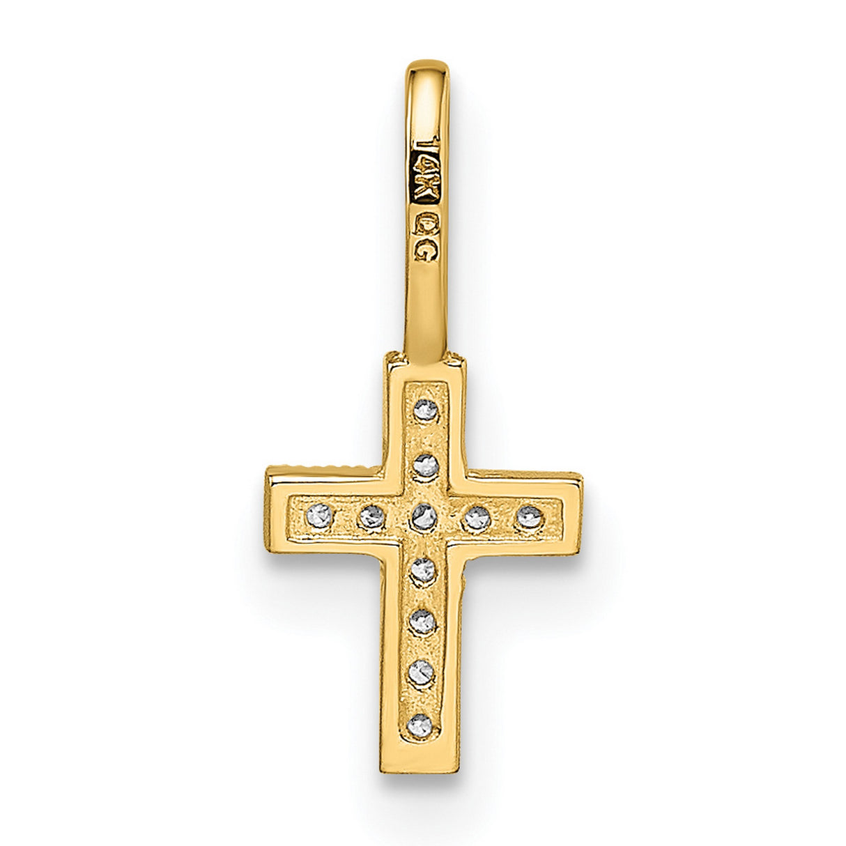 14k Yellow Gold Cross Pendant with Cubic Zirconia, Christian Faith Charm for Women