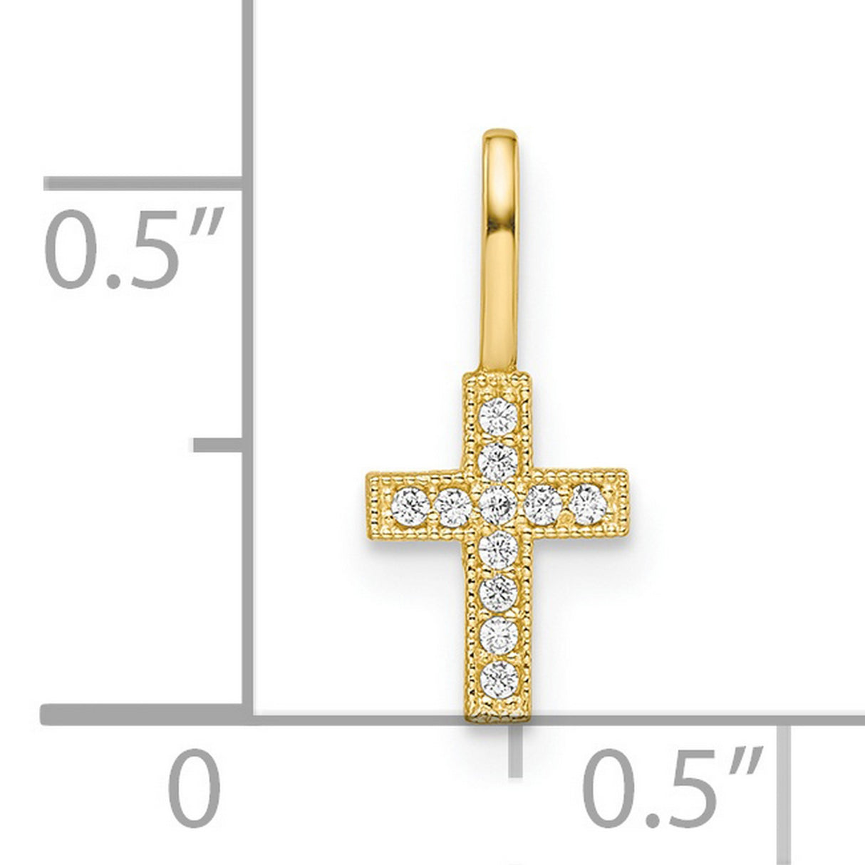 14k Yellow Gold Cross Pendant with Cubic Zirconia, Christian Faith Charm for Women