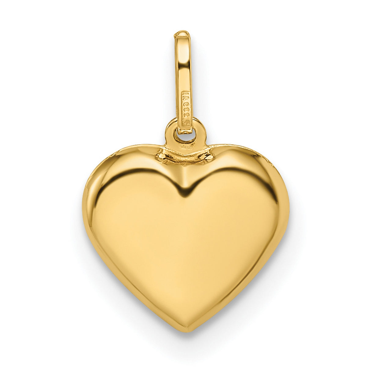 14k Yellow Gold Heart Pendant, Smooth Polished Finish, Romantic Classic Design for Women