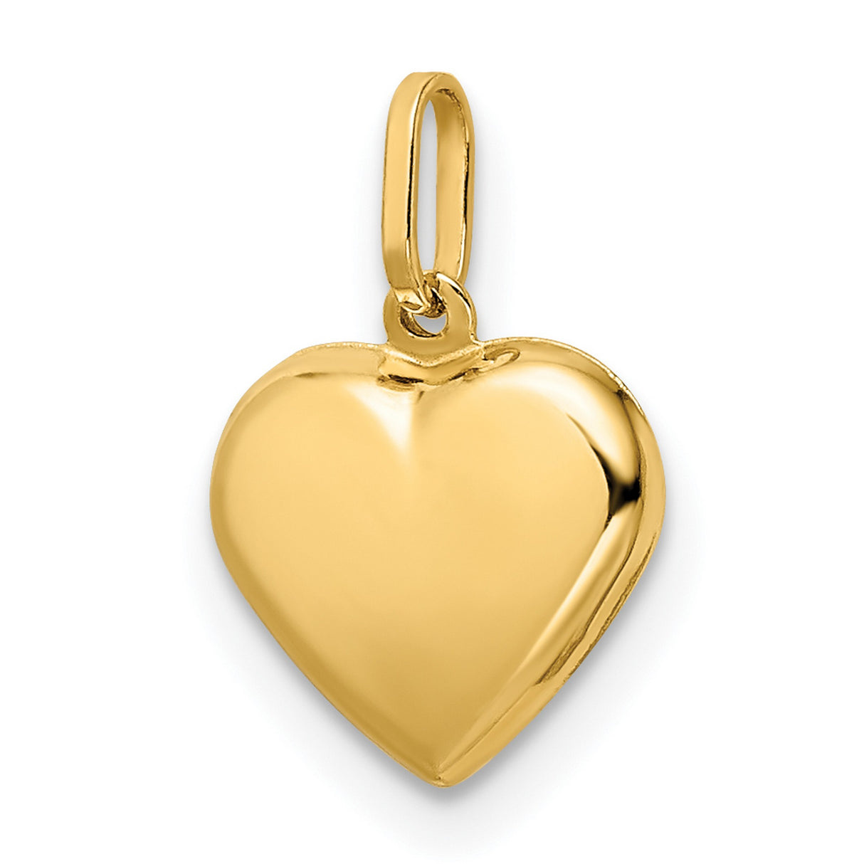 14k Yellow Gold Heart Pendant, Smooth Polished Finish, Romantic Classic Design for Women
