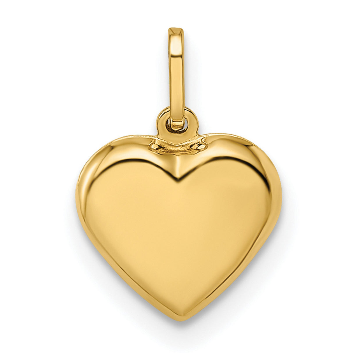 14k Yellow Gold Heart Pendant, Smooth Polished Finish, Romantic Classic Design for Women