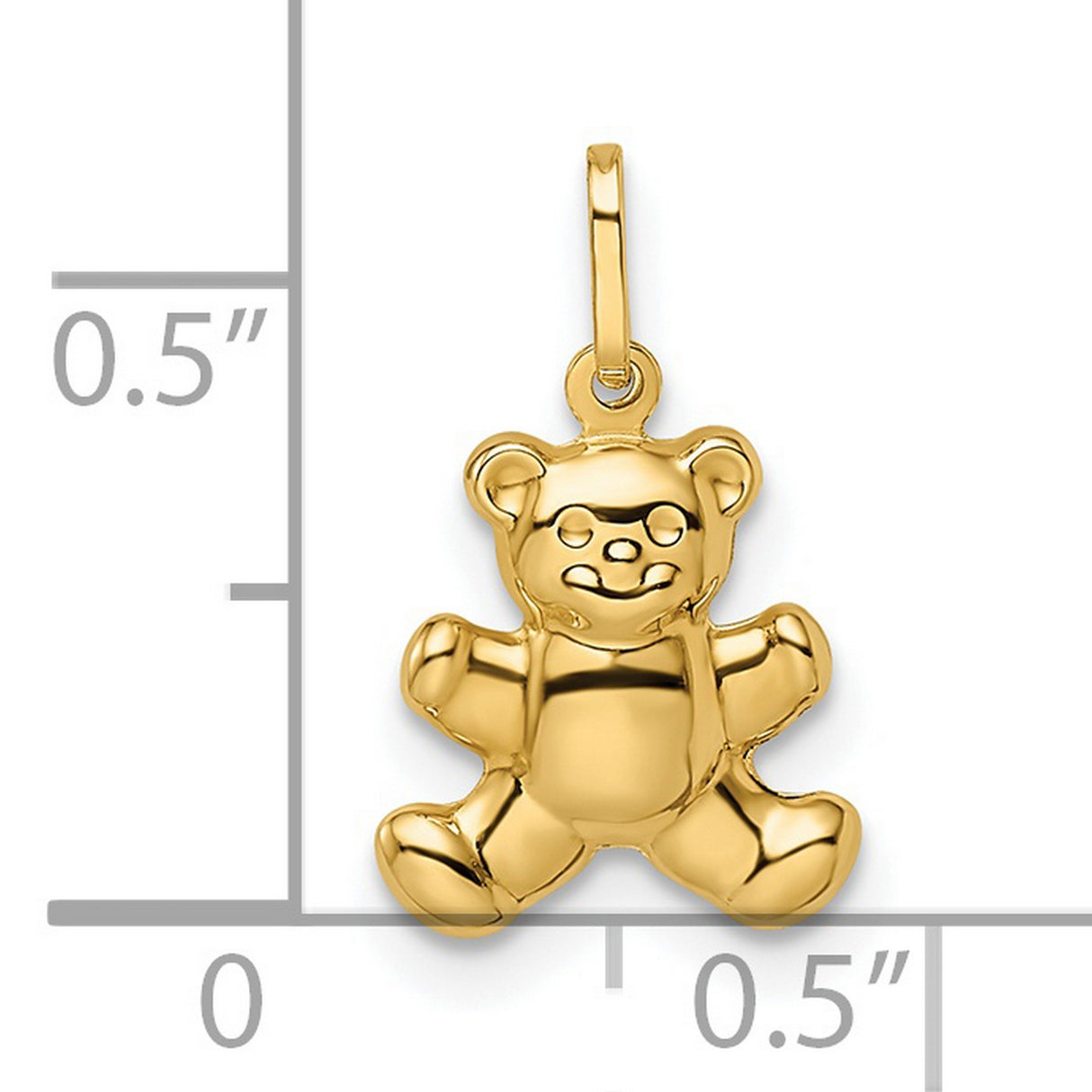 14k Yellow Gold Teddy Bear Pendant, Dainty Polished Charm with Playful Design for Women