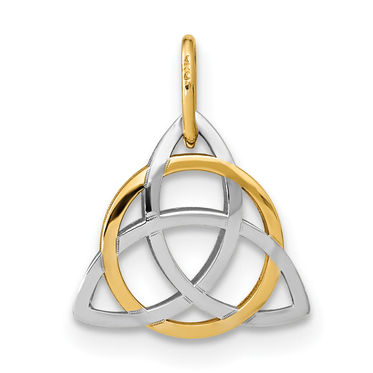 14k Multi-Tone Gold Celtic Trinity Knot Pendant with Interlocking Design