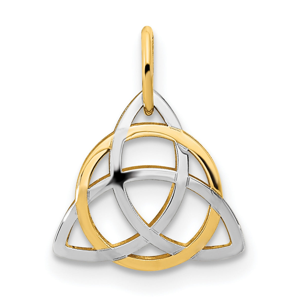 14k Multi-Tone Gold Celtic Trinity Knot Pendant with Interlocking Design