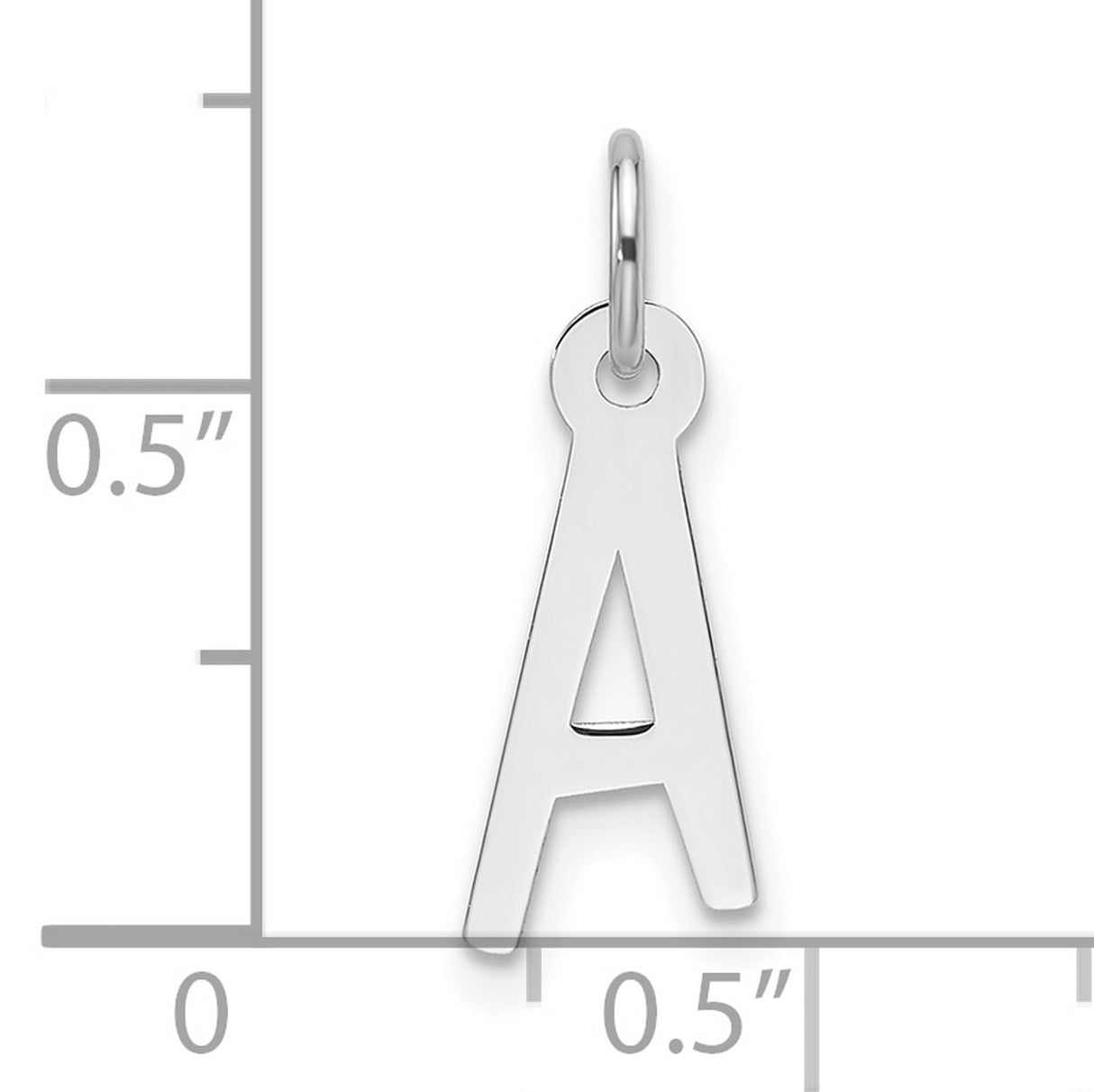 14k White Gold Initial A Pendant Charm, Polished Letter Monogram Jewelry for Women