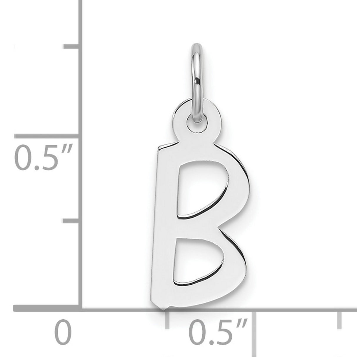 14k White Gold Letter B Pendant Charm, Modern Alphabet Jewelry for Women or Unisex Wear
