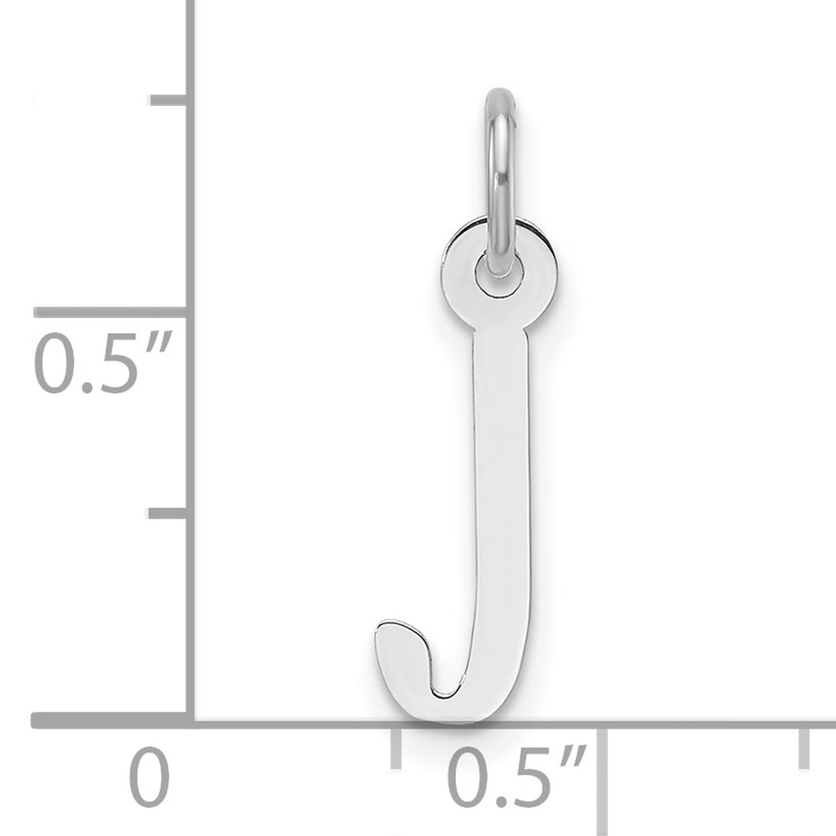 14k White Gold Initial Pendant, Polished Block Letter J Charm, Minimal Alphabet Jewelry