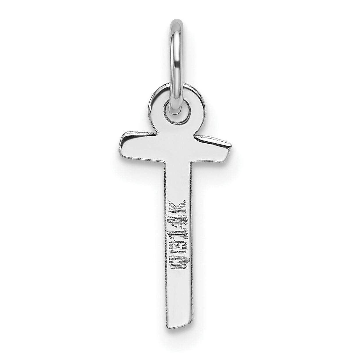 14k White Gold Ankh Cross Pendant, Polished Egyptian Life Symbol, Unisex Religious Jewelry