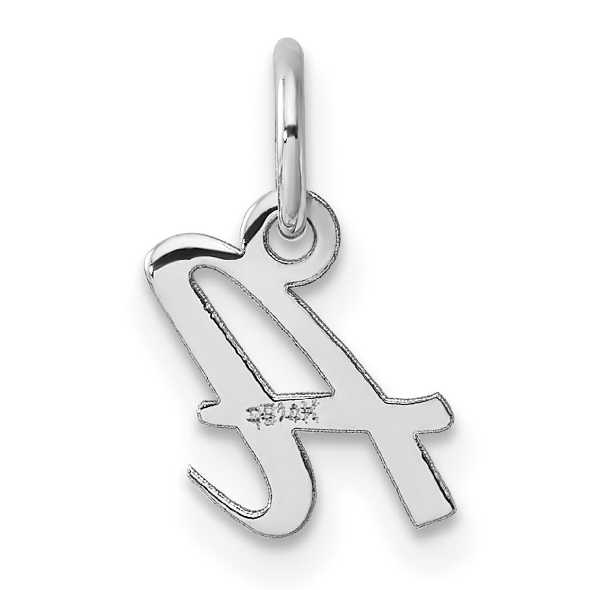 14k White Gold Script Letter A Pendant Charm, Solid Gold Alphabet Jewelry for Women