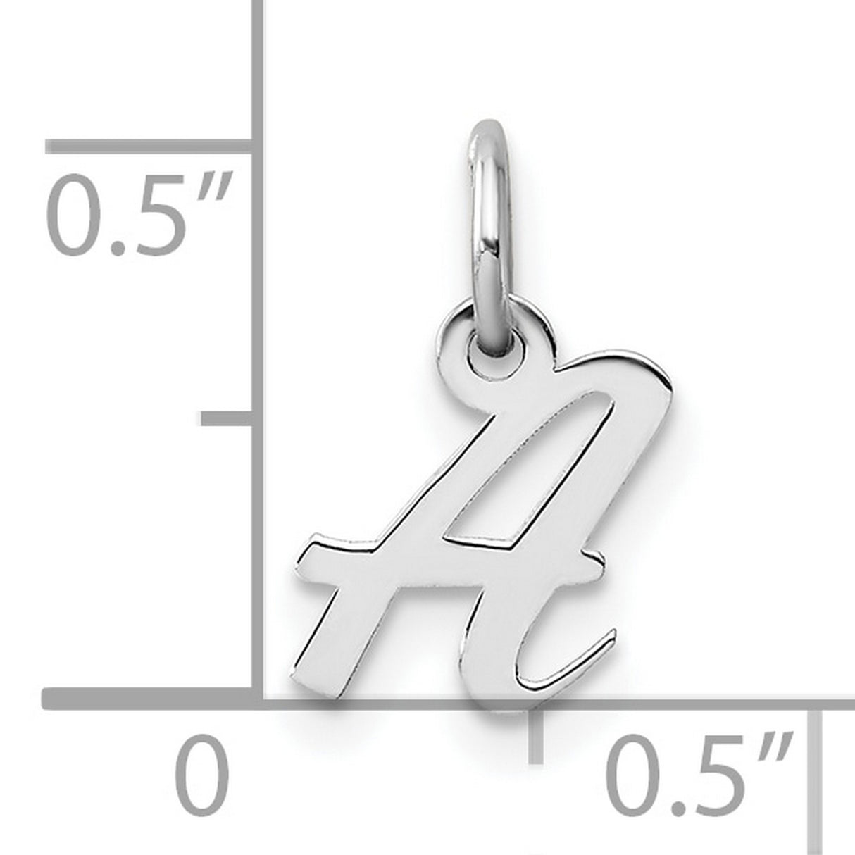 14k White Gold Script Letter A Pendant Charm, Solid Gold Alphabet Jewelry for Women