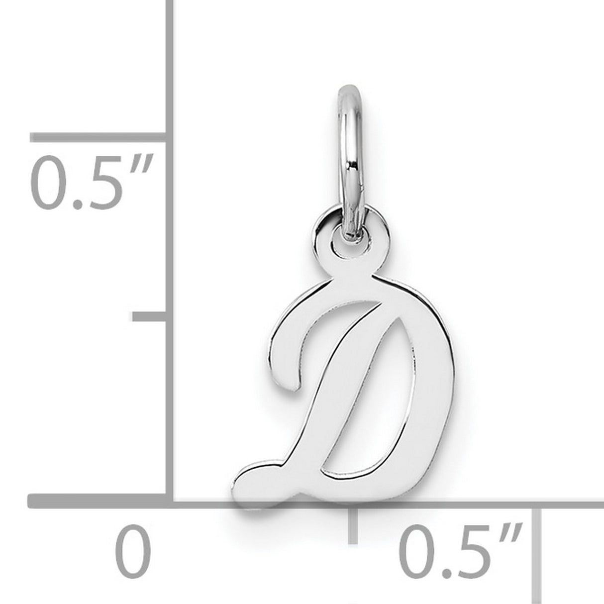 14k White Gold Initial D Pendant, Polished Script Letter Charm for Women