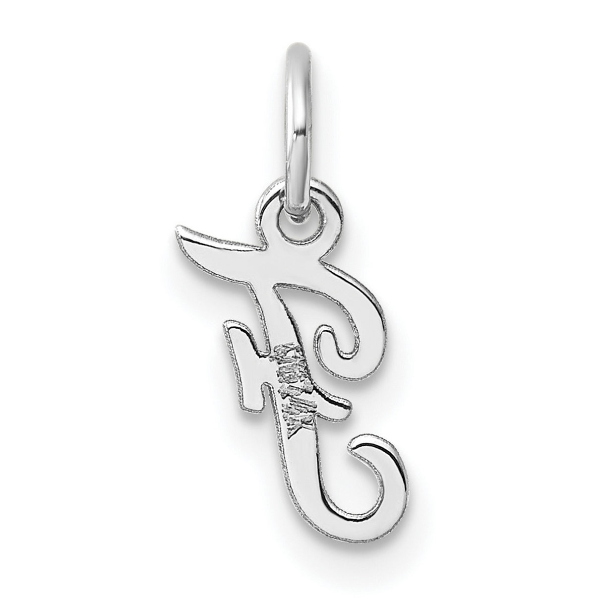 14k White Gold Script Initial F Pendant, Cursive Letter Charm for Necklace or Bracelet