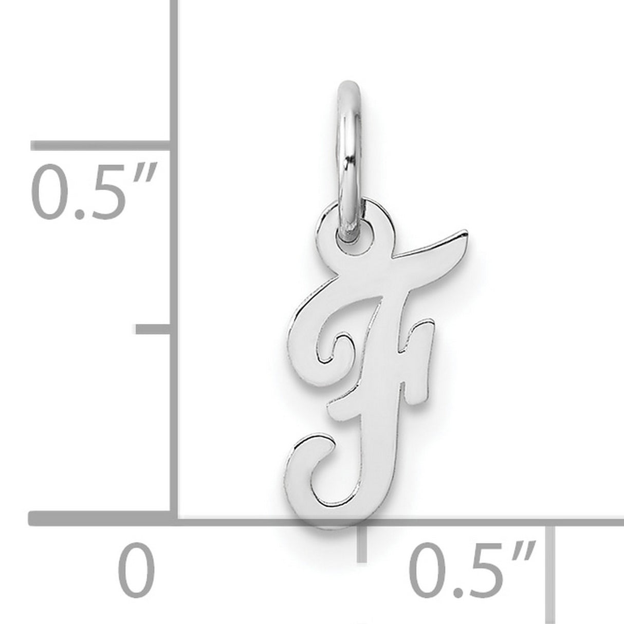 14k White Gold Script Initial F Pendant, Cursive Letter Charm for Necklace or Bracelet