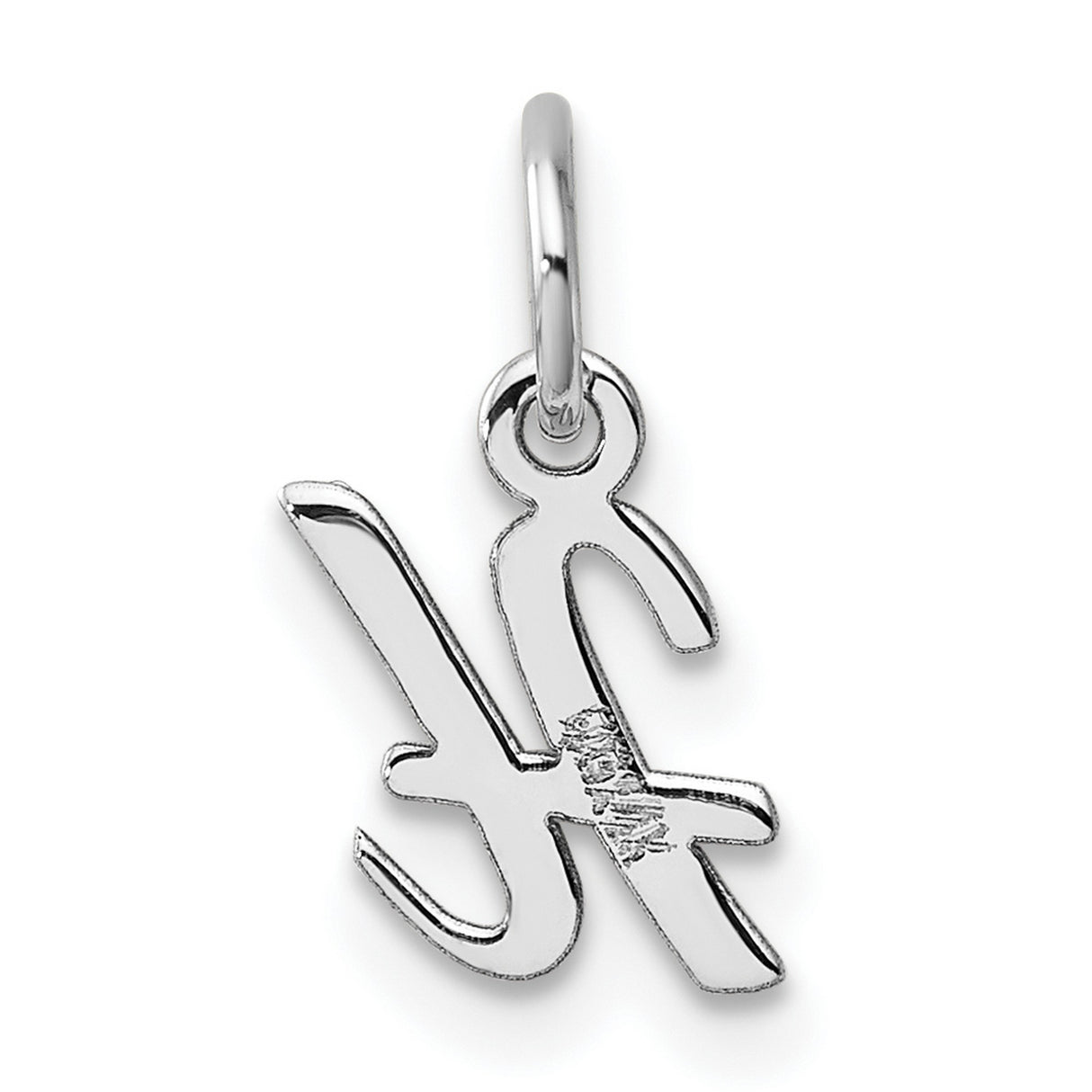 14k White Gold Script Letter H Pendant, Polished Cursive Initial Charm for Women