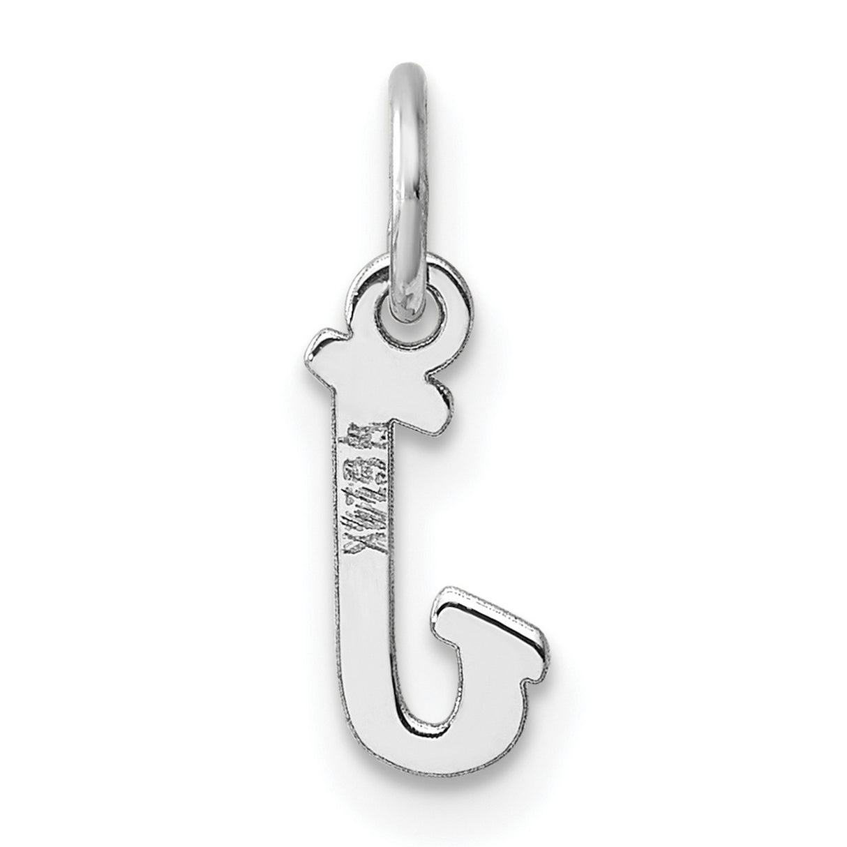 14k White Gold J Pendant Charm, Script Initial Letter Jewelry for Women