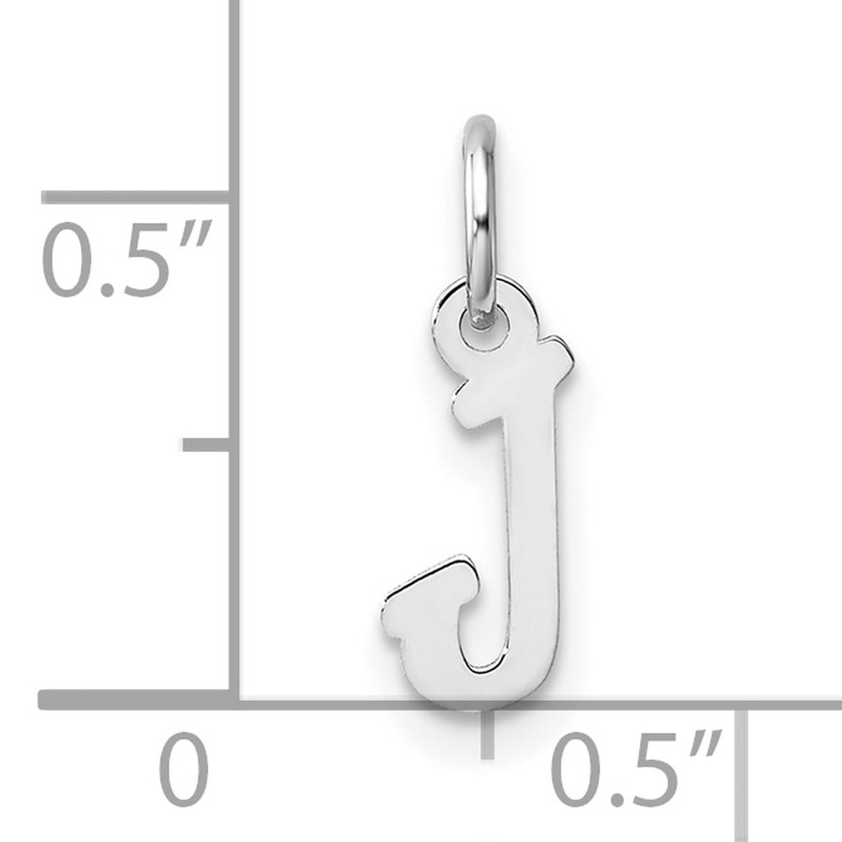 14k White Gold J Pendant Charm, Script Initial Letter Jewelry for Women
