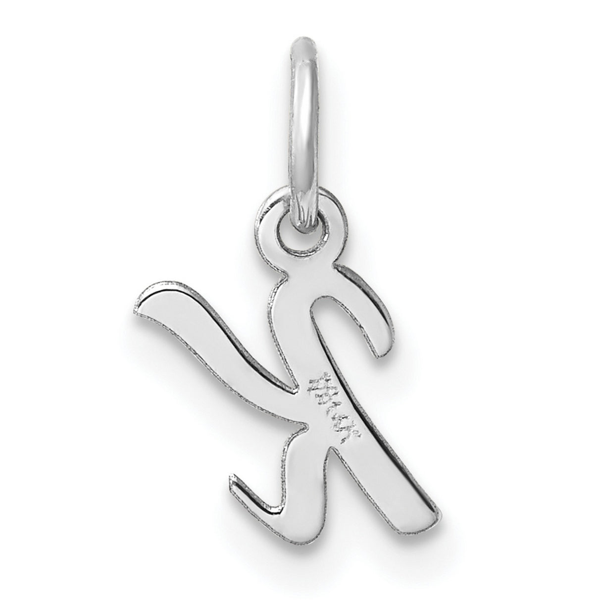 14k White Gold Script Letter K Pendant Charm, Polished Cursive Initial Jewelry for Women