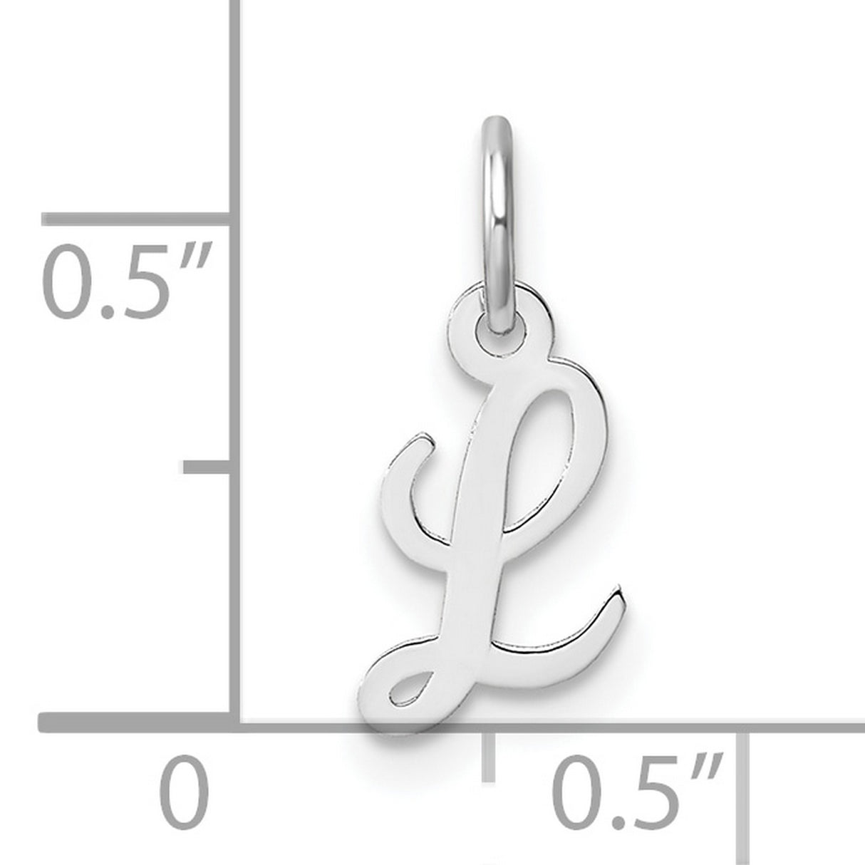 14k White Gold Initial Pendant Charm with Polished Script Letter L Design for Women