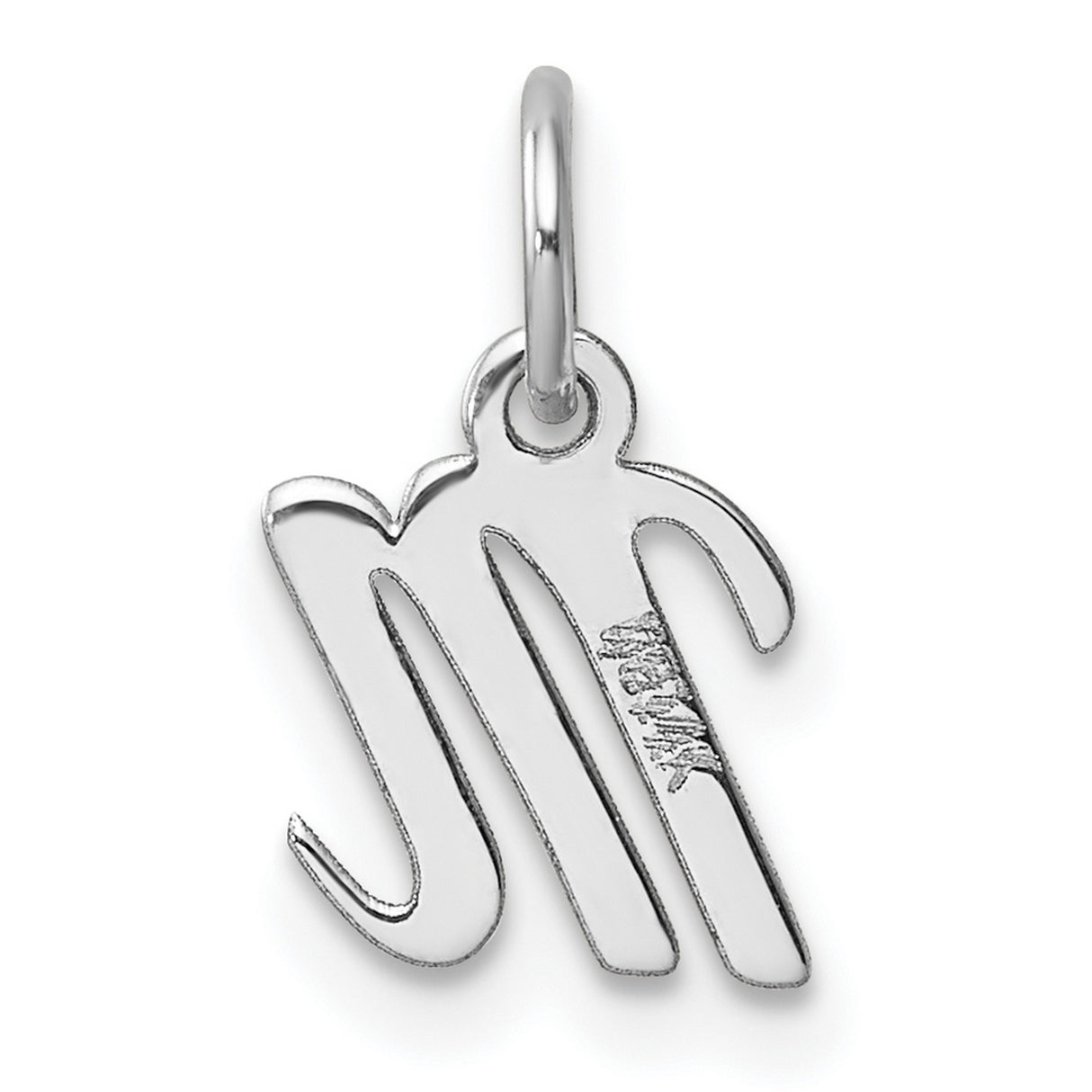 14k White Gold Virgo Zodiac Pendant, Polished Script Symbol Design for Women