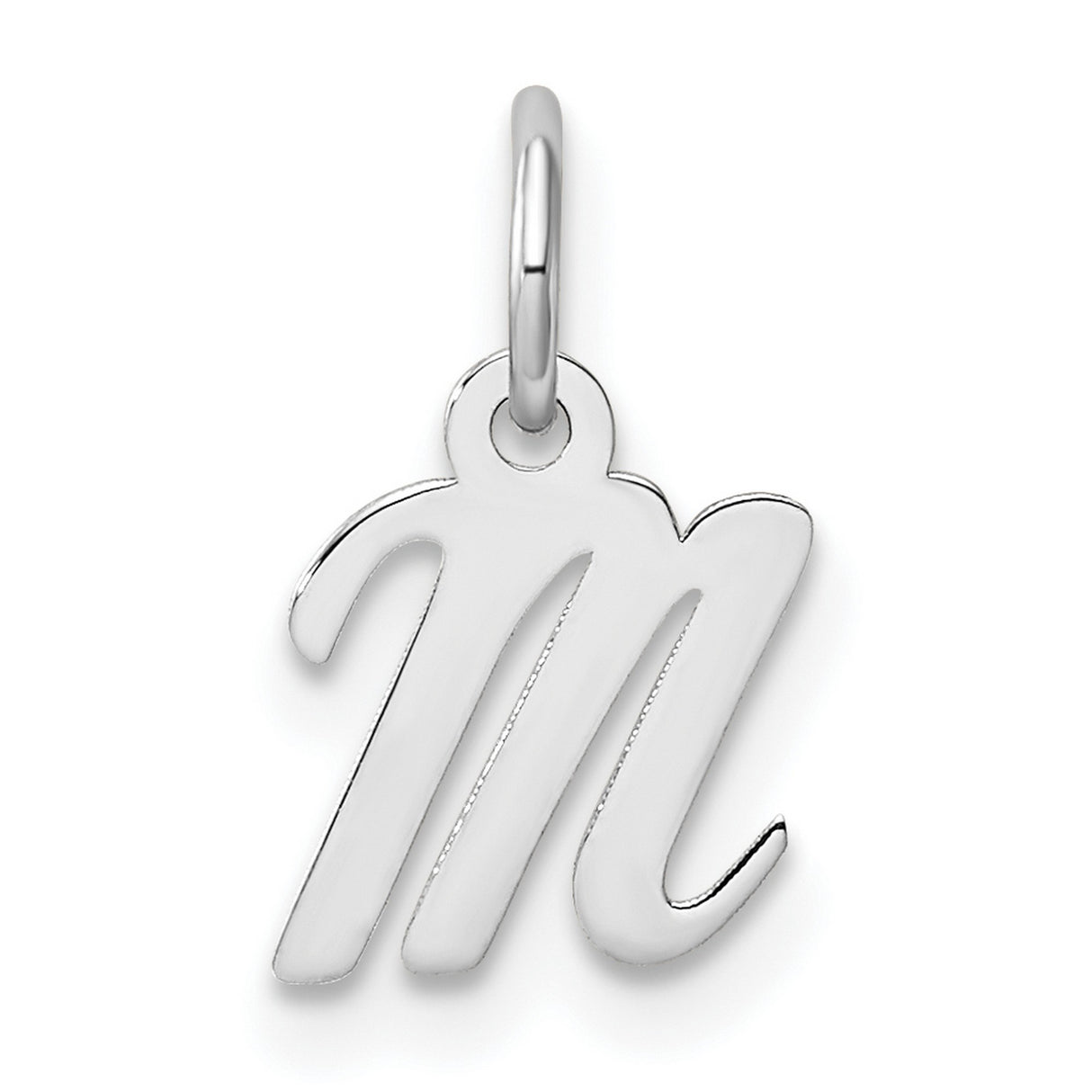 14k White Gold Virgo Zodiac Pendant, Polished Script Symbol Design for Women