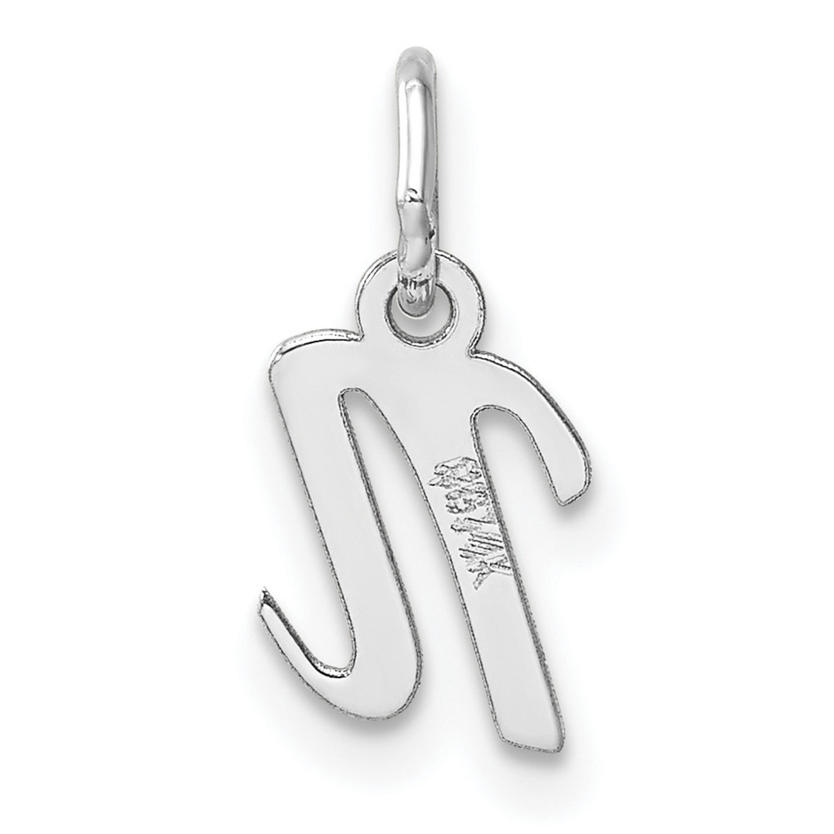 14k White Gold Lowercase Letter N Pendant, Script Initial Charm for Women