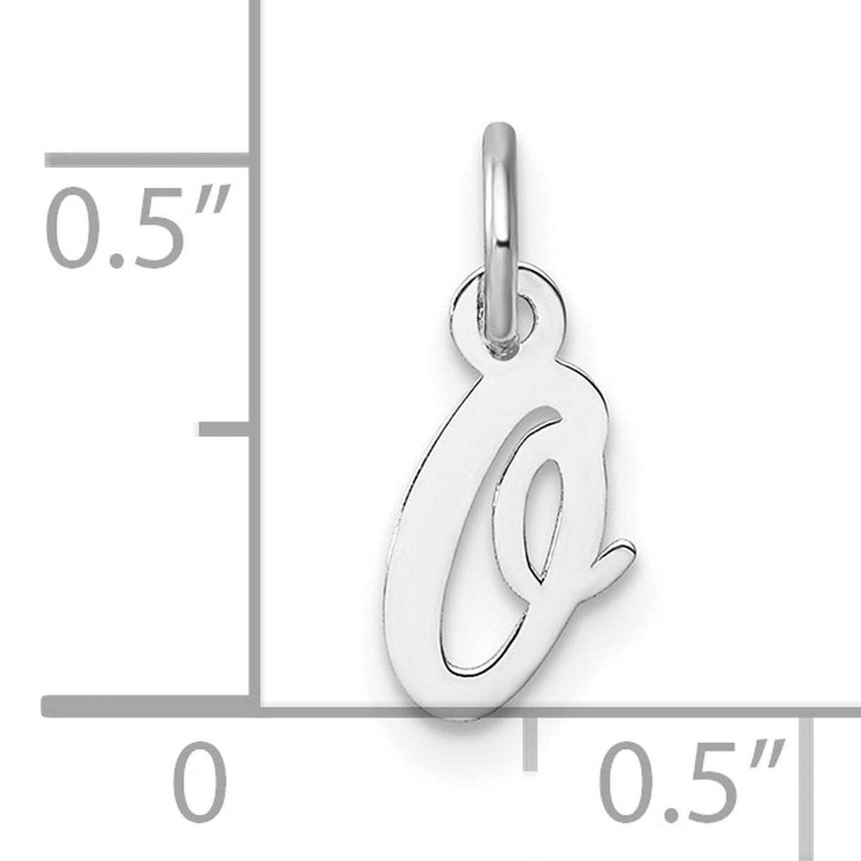 14k White Gold Script Letter Q Pendant, Cursive Monogram Charm for Women